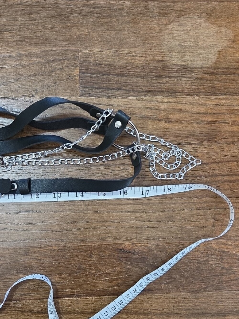 Gothic Faux Leather Harness with Silver Chains - Picture 8 of 8